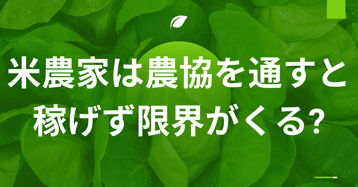 米農家は農協を通すと稼げず限界がくる?JA依存から脱却する経営戦略と収益モデル